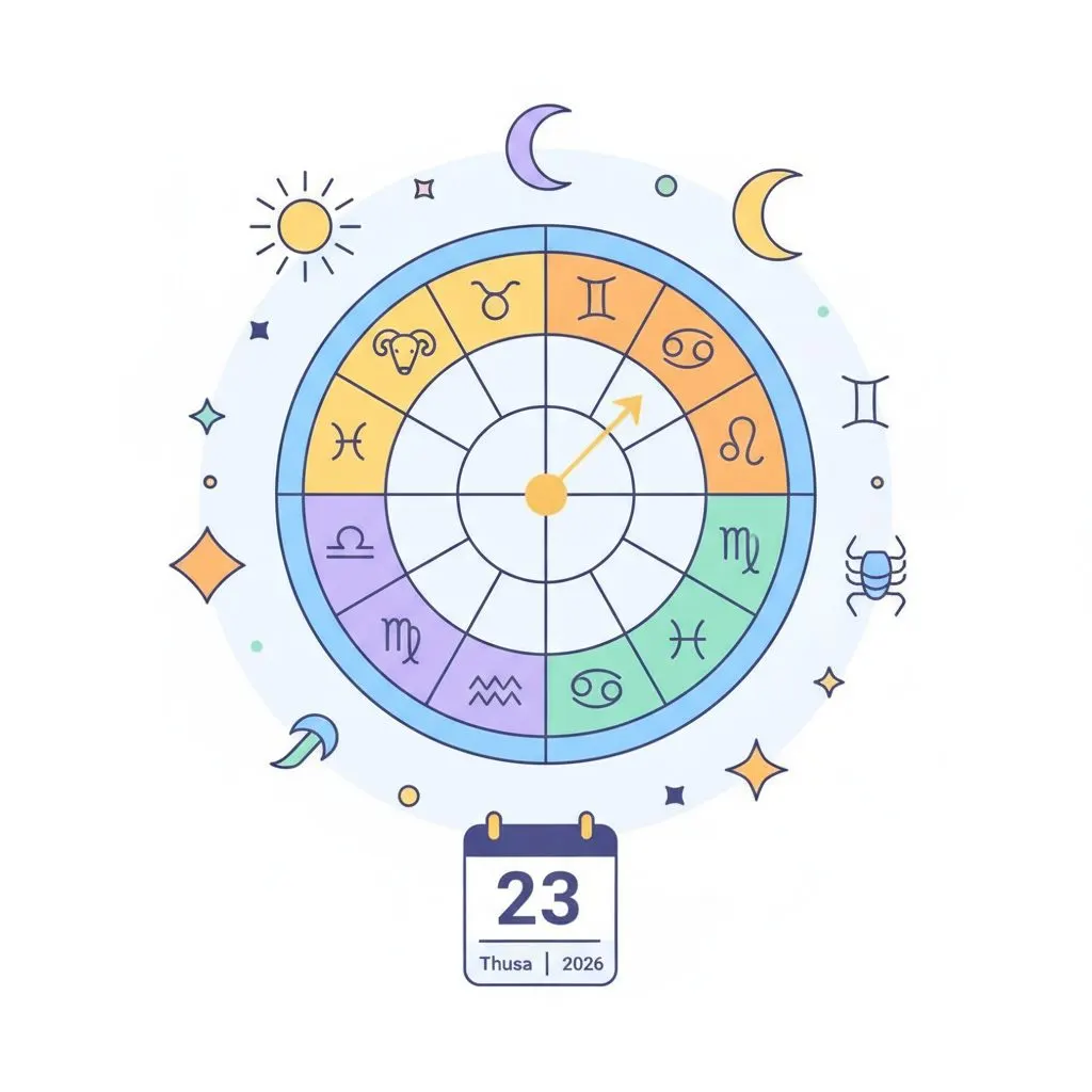 A wide shot of a person silhouetted against a vibrant sunrise, holding a compass or looking at a star chart, symbolizing guidance and future. No faces visible,