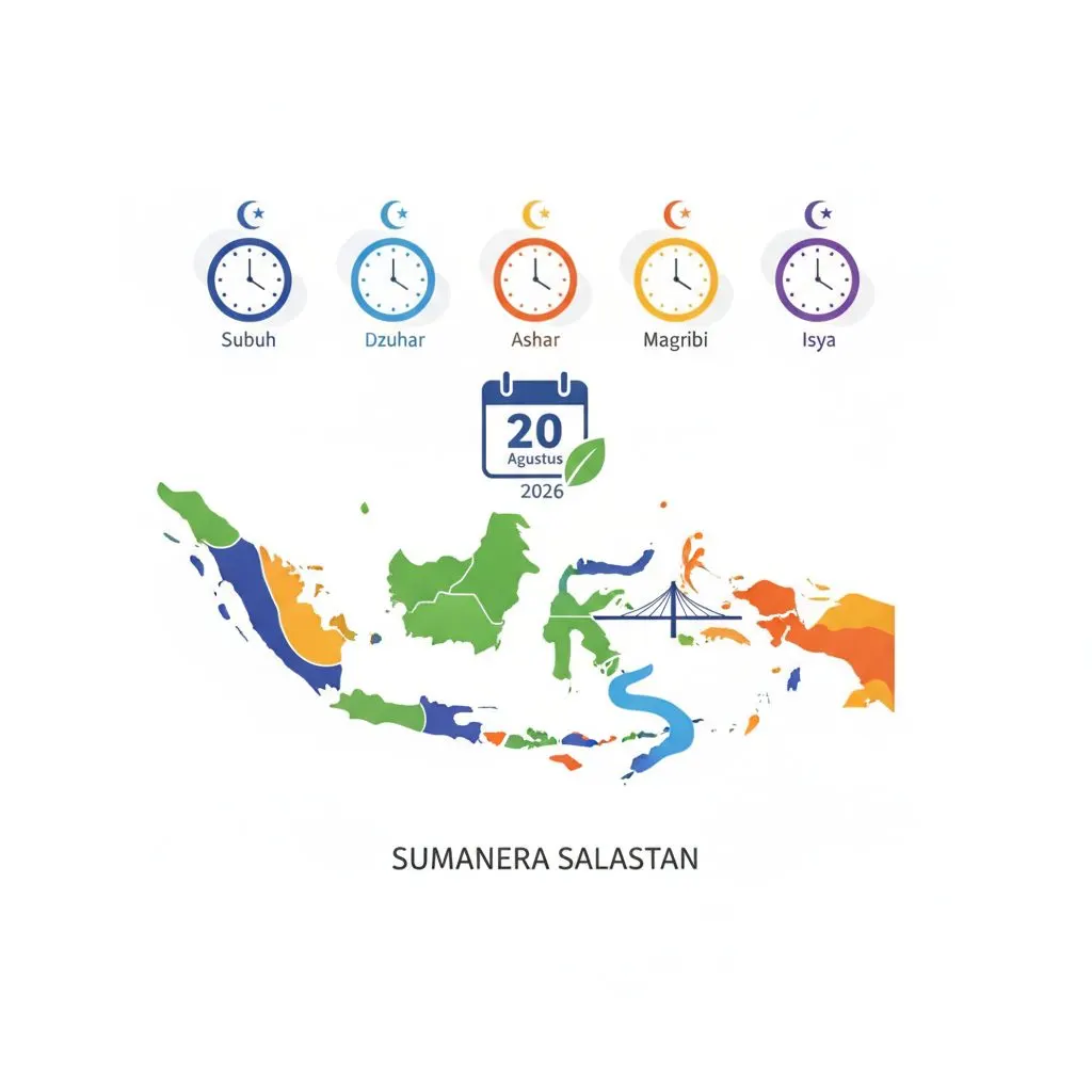Jadwal Salat Jumat, 21 Agustus 2026 di Sumatera Selatan: Imsak Pukul 04:38