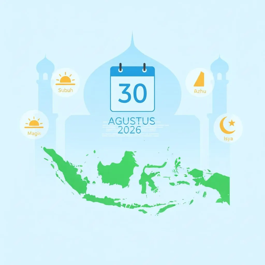 Jadwal Sholat Minggu 30 Agustus 2026 di Sumatera Selatan: Imsak Pukul 04:33